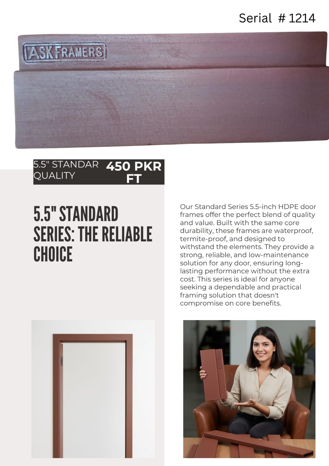 5.5 Inch standard Quality HDPE Door Frame