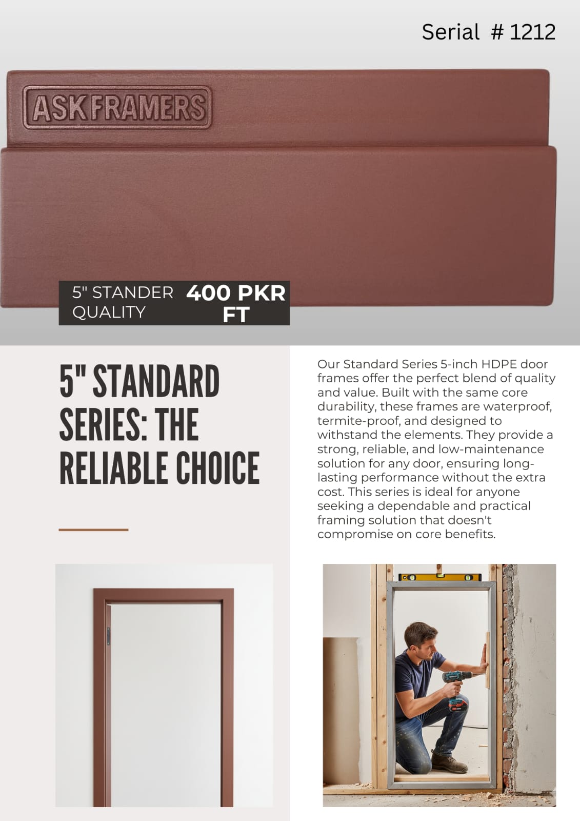 [Title] Durable and Stylish 5-Inch HDPE Door Frame - Standard Quality